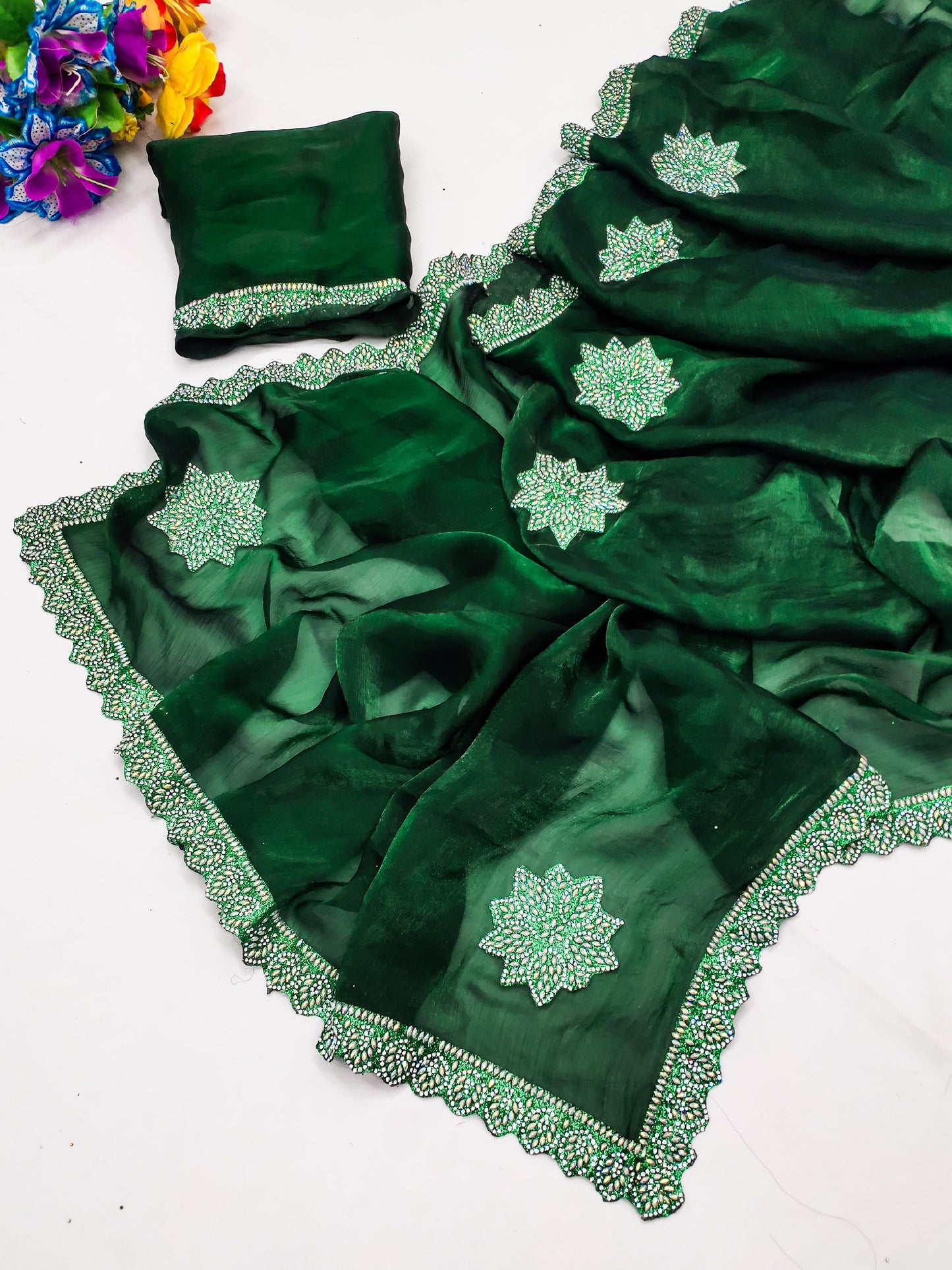 DF-MANNAT RICH CHIFFON FENDY SOFT FABRIC ALPNG WITH BEADS HAND WORK RICH BORDER LOOK