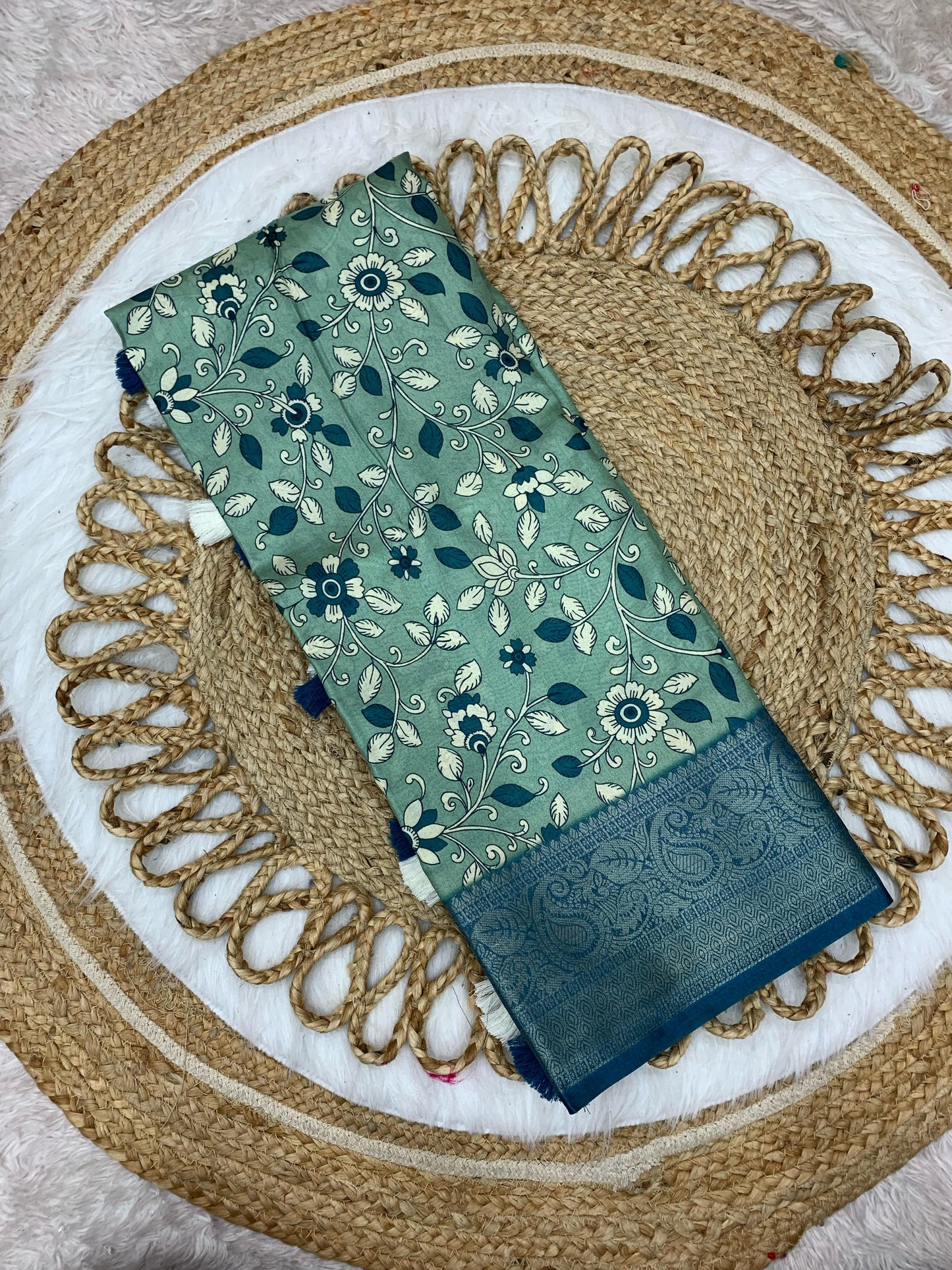 DP-PEACOCK DIGITAL DOLA SILK SAREE WITH BEAUTIFUL RICH PEACOCK PALLU WITH VIRAL DESIGN BODY WITH TASSELS