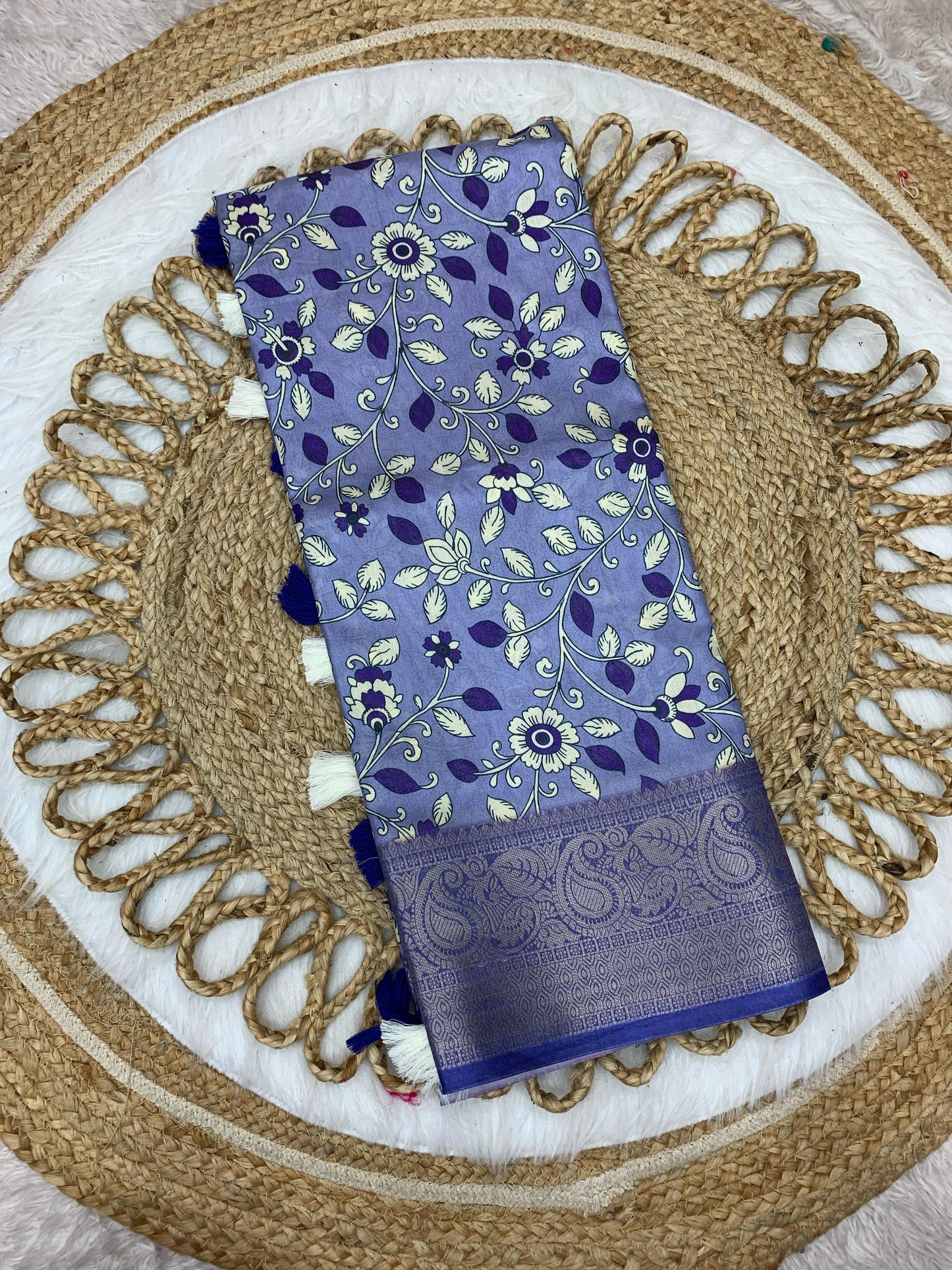 DP-PEACOCK DIGITAL DOLA SILK SAREE WITH BEAUTIFUL RICH PEACOCK PALLU WITH VIRAL DESIGN BODY WITH TASSELS