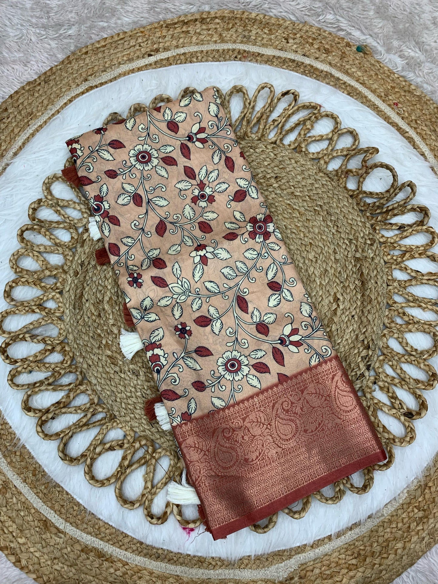 DP-PEACOCK DIGITAL DOLA SILK SAREE WITH BEAUTIFUL RICH PEACOCK PALLU WITH VIRAL DESIGN BODY WITH TASSELS