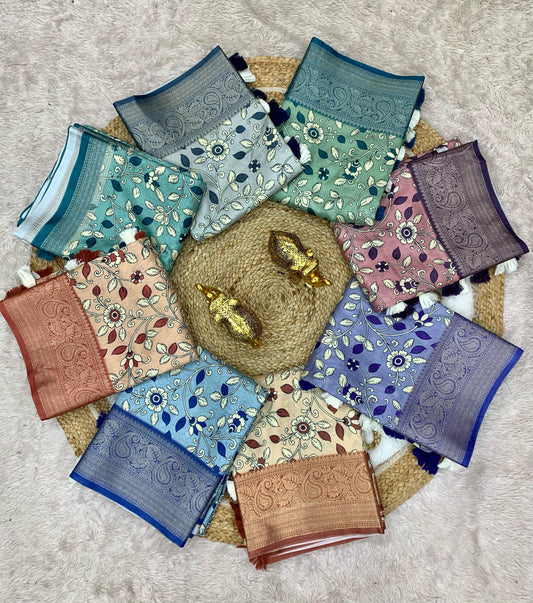 DP-PEACOCK DIGITAL DOLA SILK SAREE WITH BEAUTIFUL RICH PEACOCK PALLU WITH VIRAL DESIGN BODY WITH TASSELS