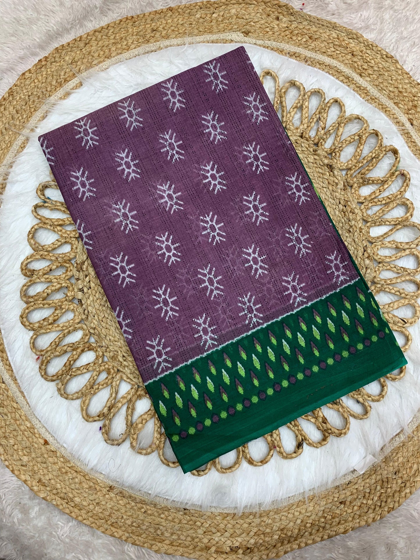 CT-TRADITION PURE SUTI COTTON SAREE WITH BEAUTIFUL FLOWER PRINT WITH BLOUSE PIECE
