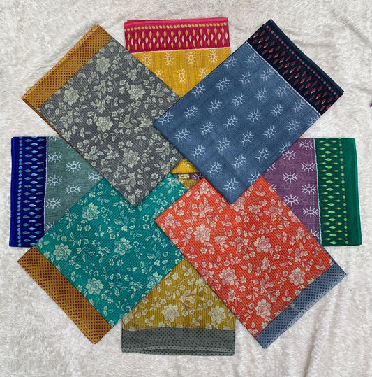 CT-TRADITION PURE SUTI COTTON SAREE WITH BEAUTIFUL FLOWER PRINT WITH BLOUSE PIECE