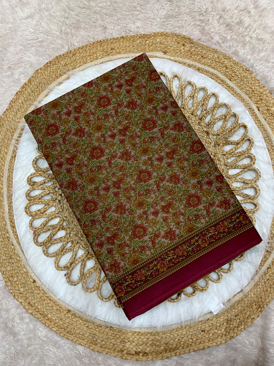 CT-SAGUN PURE SUTI COTTON SAREE WITH BEAUTIFUL PRINTS WITHOUT BP