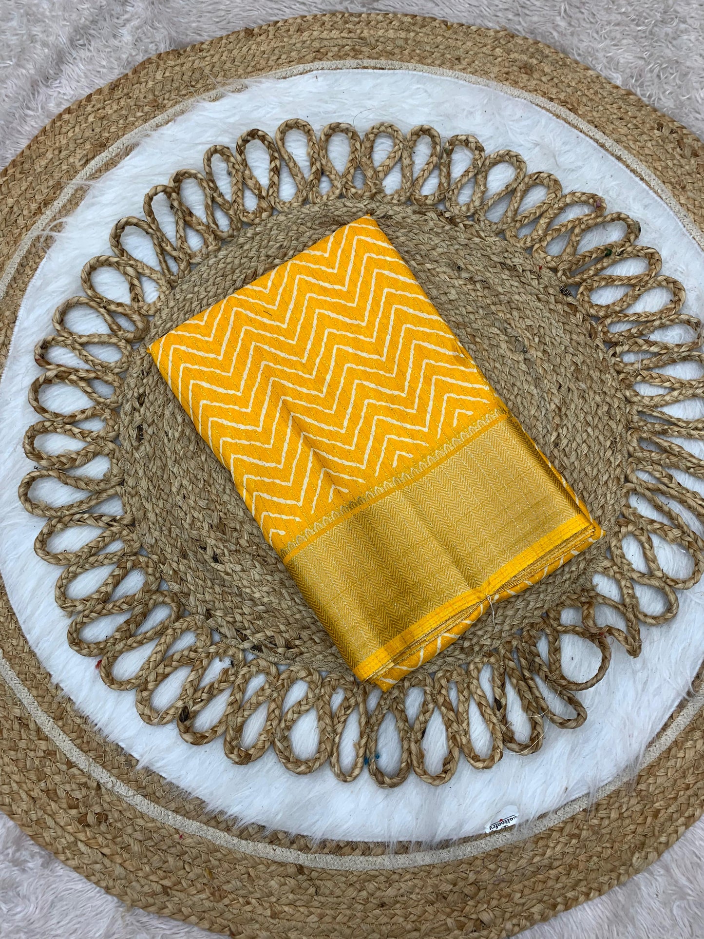 CP-7075 DOLA DOBBY RIKO JAREE SAREE WITH BEAUTIFUL LAHERIA PRINT