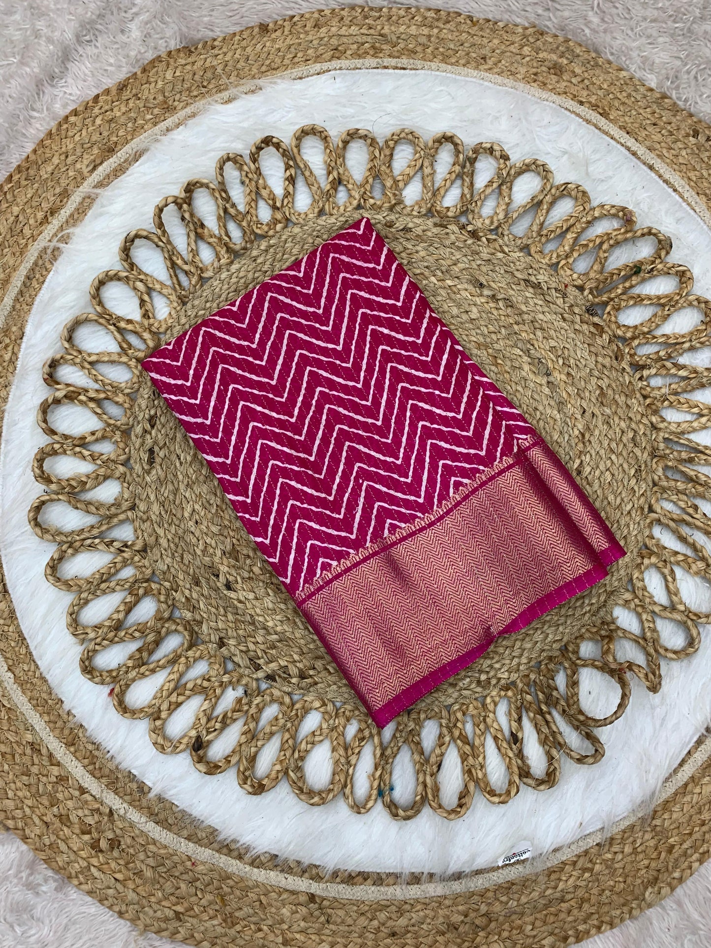 CP-7075 DOLA DOBBY RIKO JAREE SAREE WITH BEAUTIFUL LAHERIA PRINT