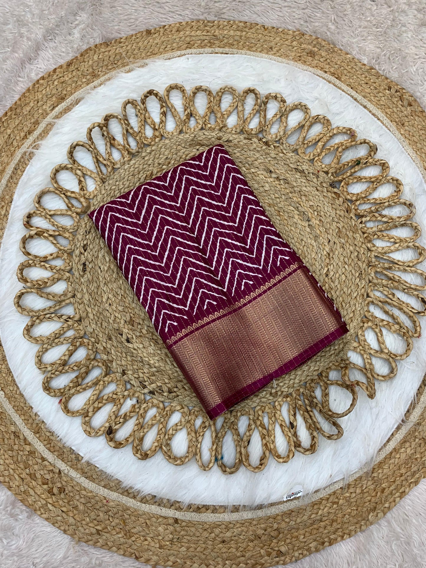 CP-7075 DOLA DOBBY RIKO JAREE SAREE WITH BEAUTIFUL LAHERIA PRINT