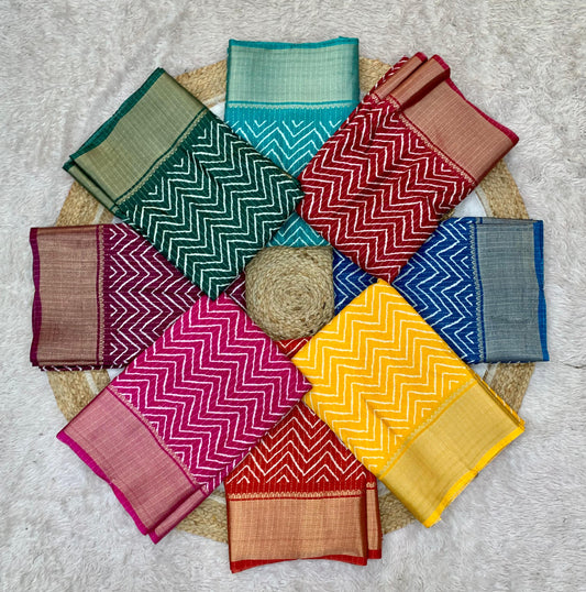 CP-7075 DOLA DOBBY RIKO JAREE SAREE WITH BEAUTIFUL LAHERIA PRINT
