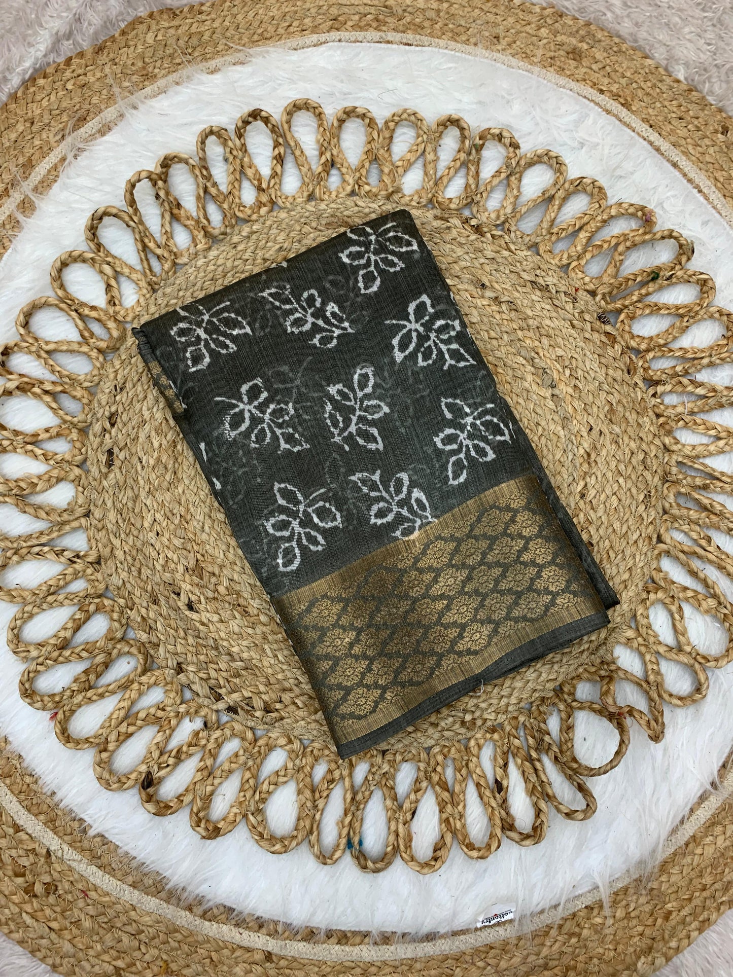 CP-7072 LINEN COTTON SAREE WITH BEAUTIFUL PRINT