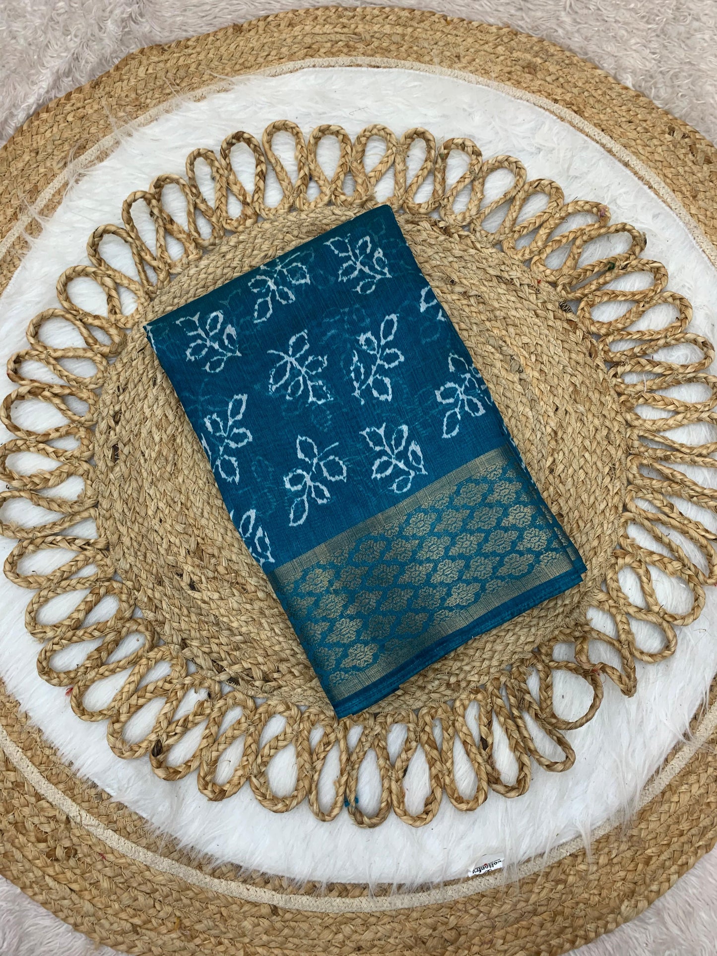 CP-7072 LINEN COTTON SAREE WITH BEAUTIFUL PRINT