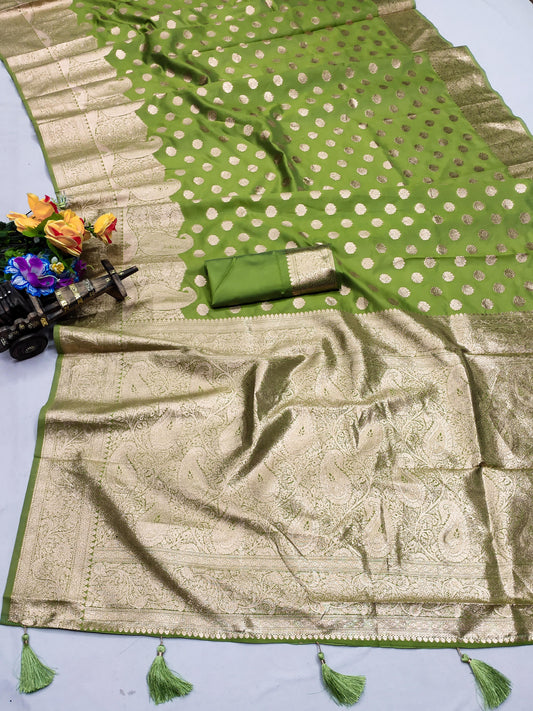 AJ-KANCHAN PREMIUM SOFT SILK GRAND CARRY PALLU WITH PATLI WORK WITH TASSLES