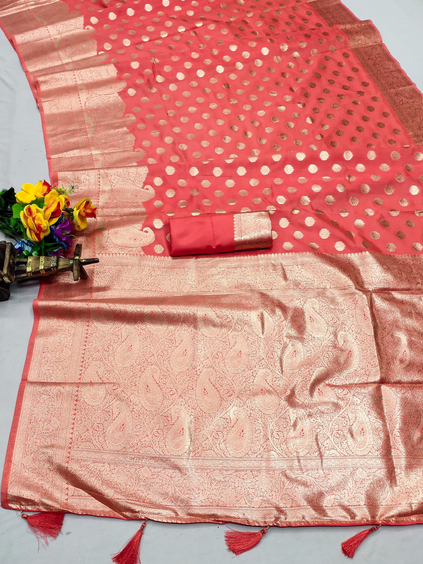 AJ-KANCHAN PREMIUM SOFT SILK GRAND CARRY PALLU WITH PATLI WORK WITH TASSLES