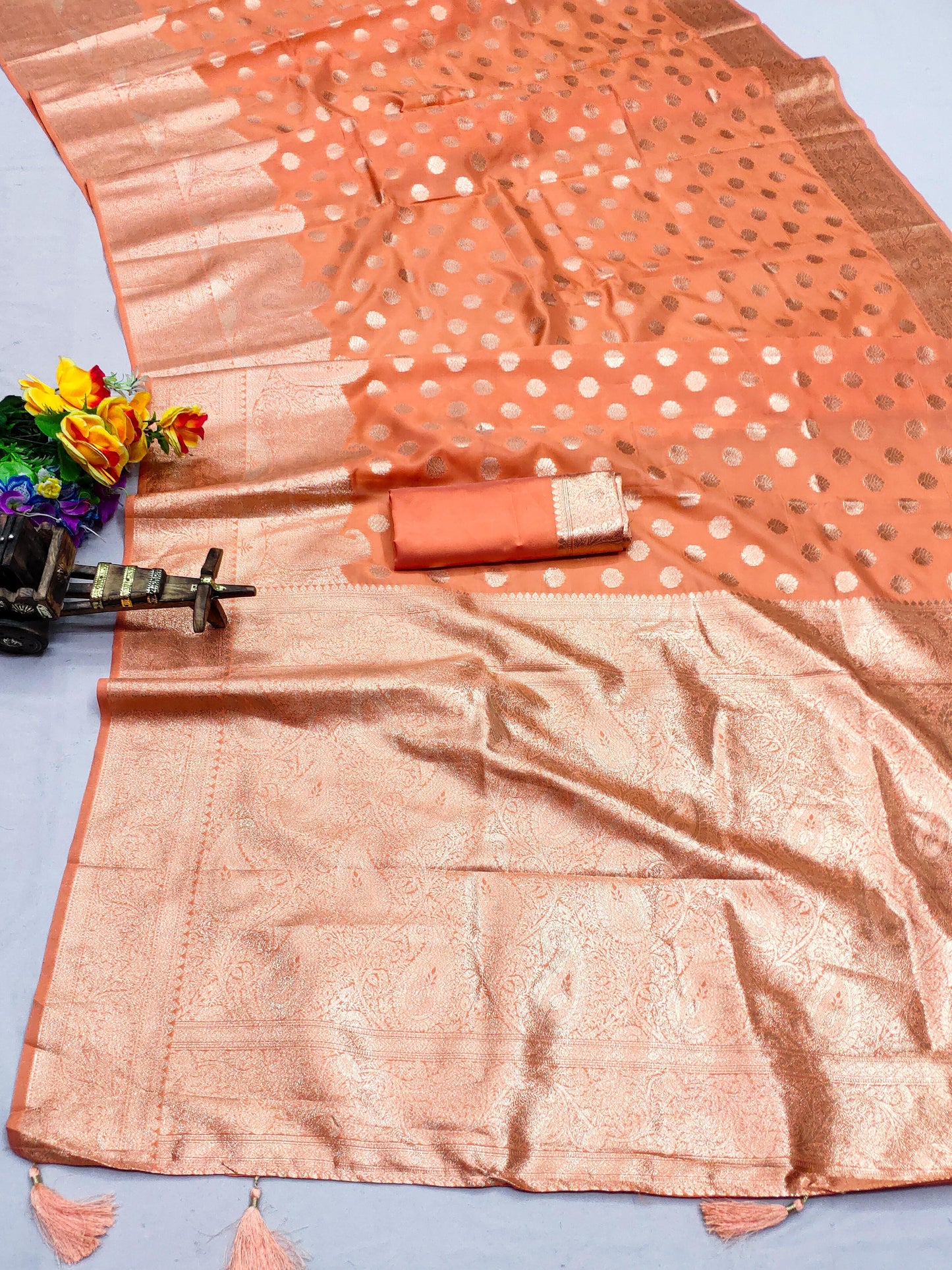 AJ-KANCHAN PREMIUM SOFT SILK GRAND CARRY PALLU WITH PATLI WORK WITH TASSLES