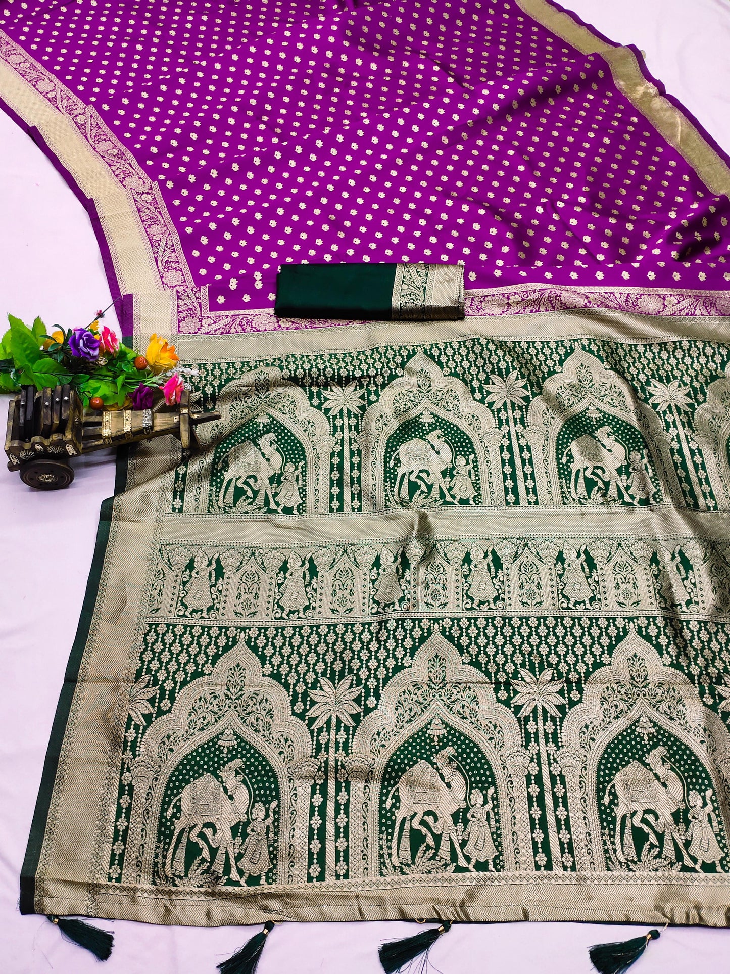 CH-JAISALMER KOTA SOFT SILK SAREE WITH BEAUTIFUL CAMEL DOUBLE PALLU WITH BUTHI DESGIN ON BUTHI