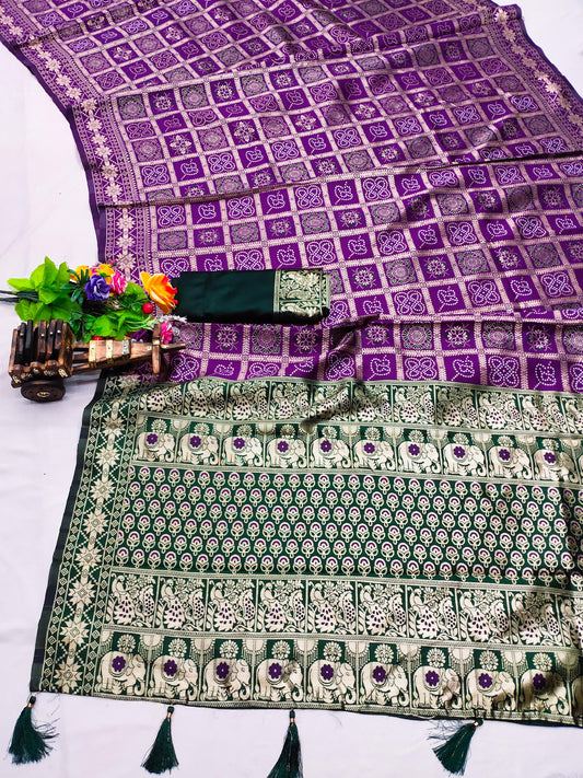 CH-MEWAR KOTA SOFT SILK SAREE WITH BEAUTIFUL GRAND PALLU WITH BANDANI GHARCHOLA DESIGN