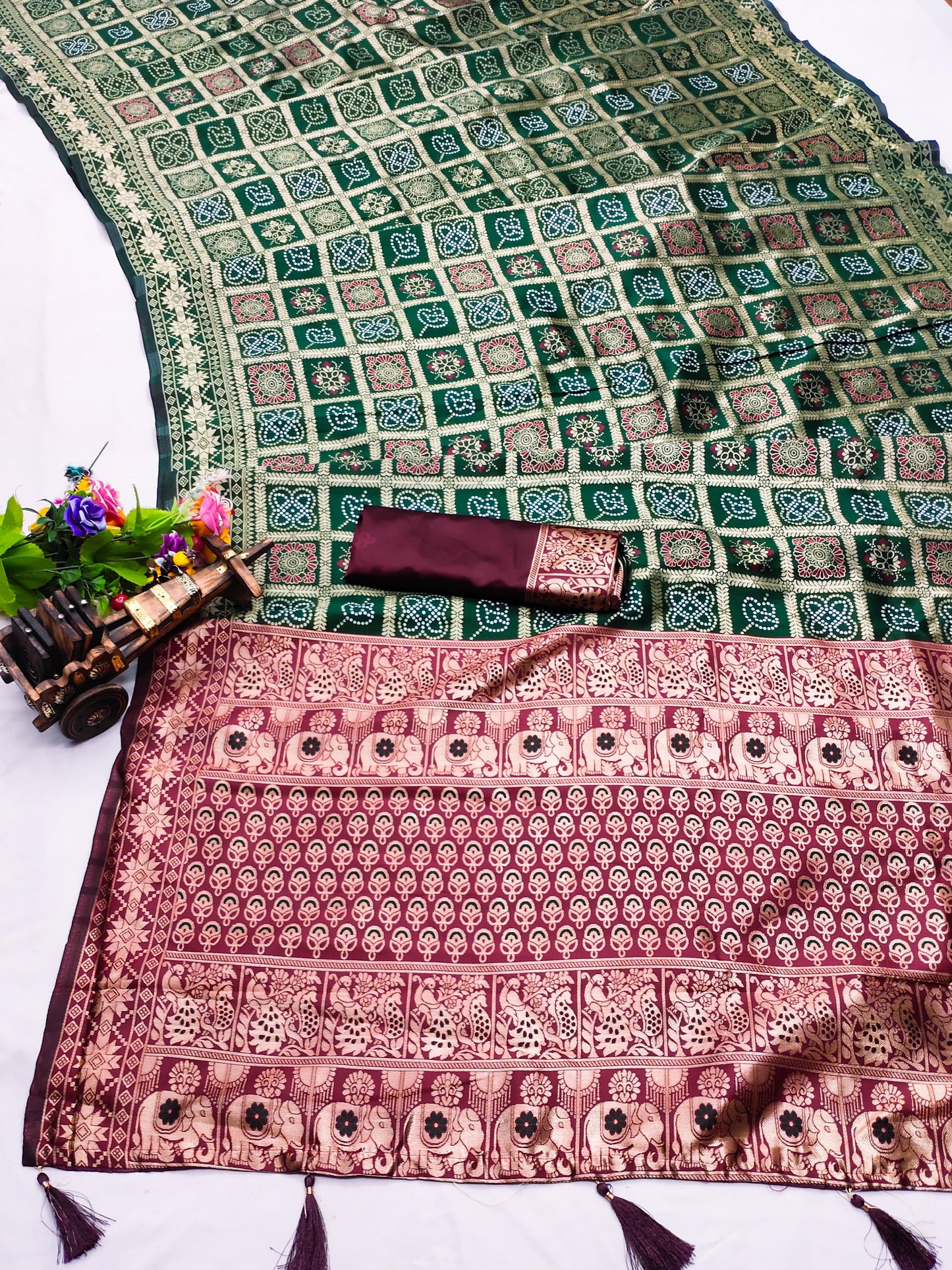 CH-MEWAR KOTA SOFT SILK SAREE WITH BEAUTIFUL GRAND PALLU WITH BANDANI GHARCHOLA DESIGN