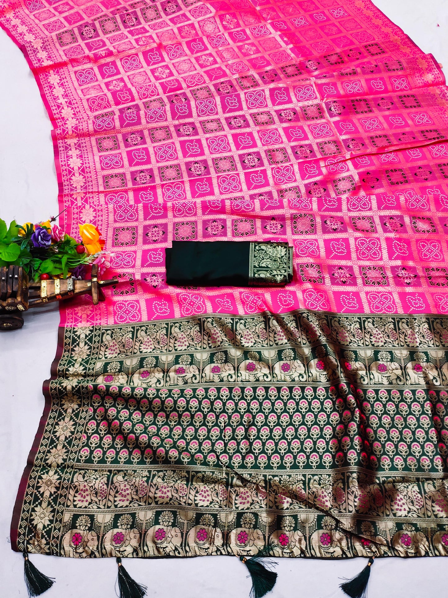 CH-MEWAR KOTA SOFT SILK SAREE WITH BEAUTIFUL GRAND PALLU WITH BANDANI GHARCHOLA DESIGN