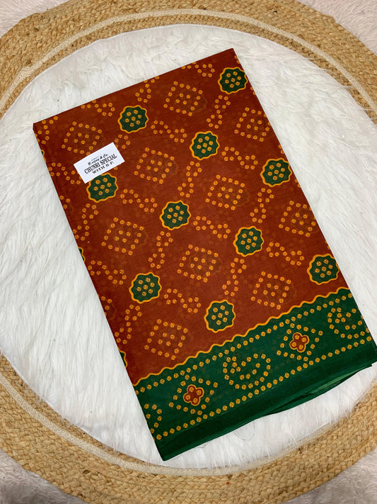 CT-CHUNRI-SPEICAL PURE SUTI COTTON SAREE WITH BEAUTIFUL CHUNRI PRINTS