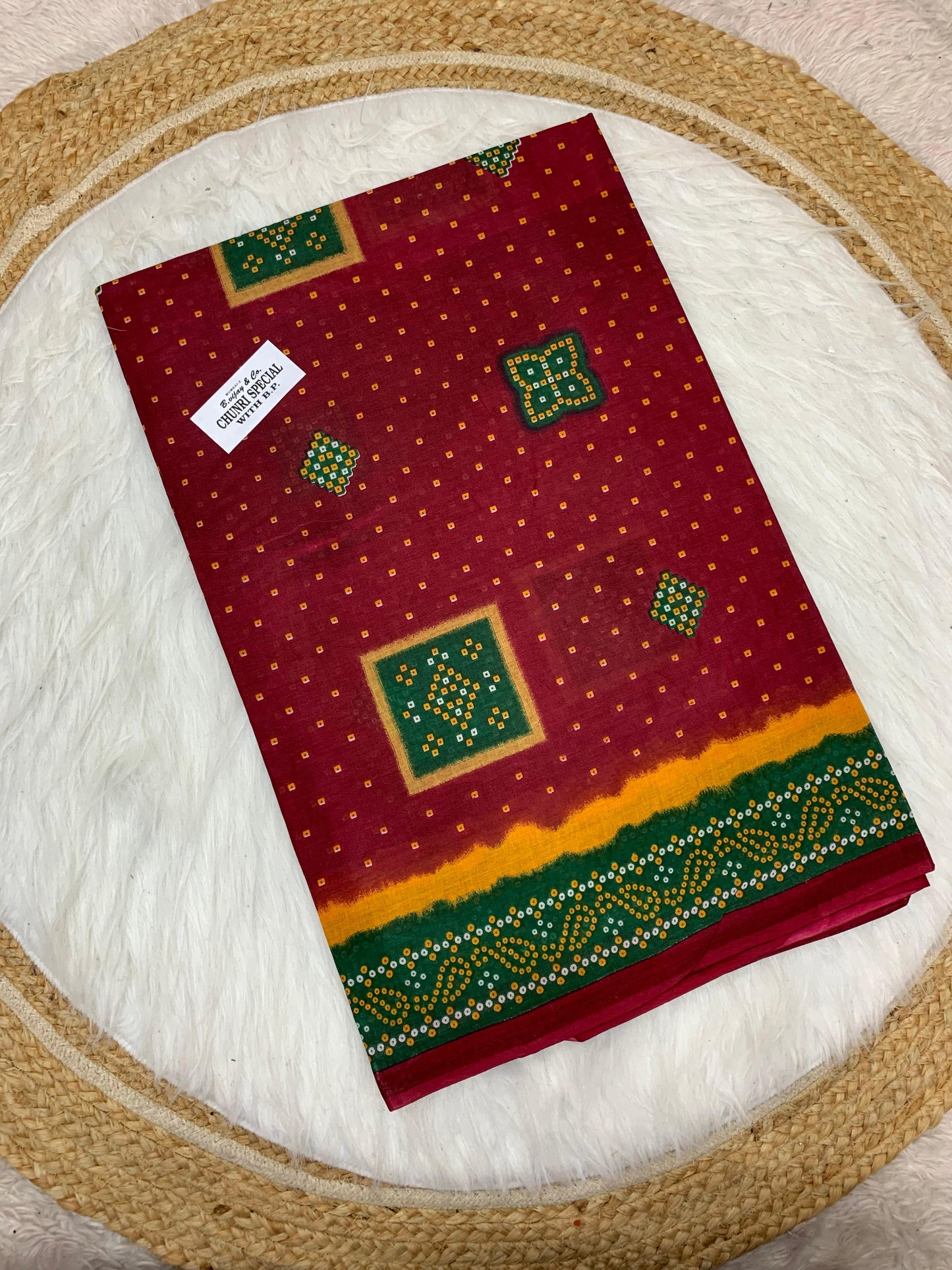 CT-CHUNRI-SPEICAL PURE SUTI COTTON SAREE WITH BEAUTIFUL CHUNRI PRINTS