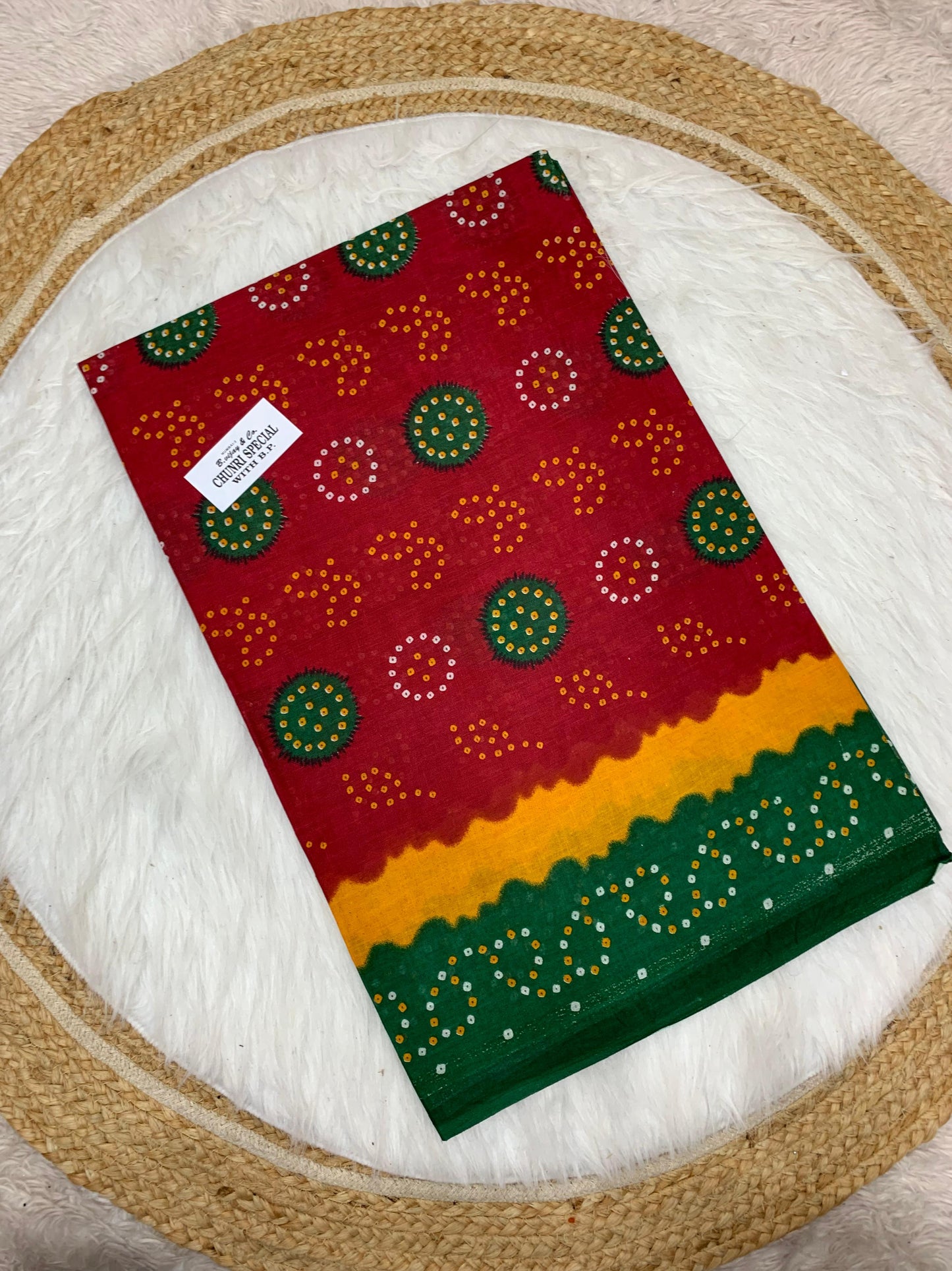 CT-CHUNRI-SPEICAL PURE SUTI COTTON SAREE WITH BEAUTIFUL CHUNRI PRINTS