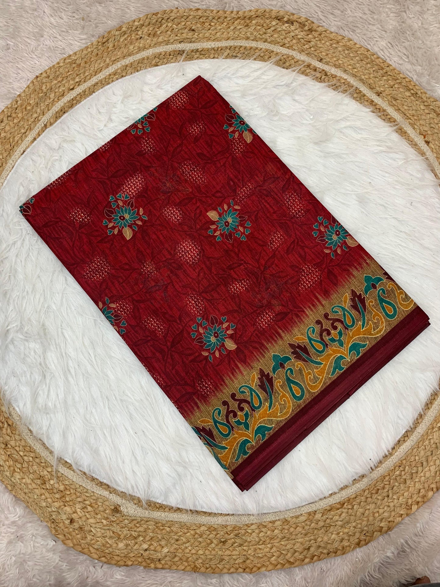 CT-RUDRAKSHA PURE SUTI COTTON SAREE WITH BEAUTIFUL PRINTS WITHOUT BP