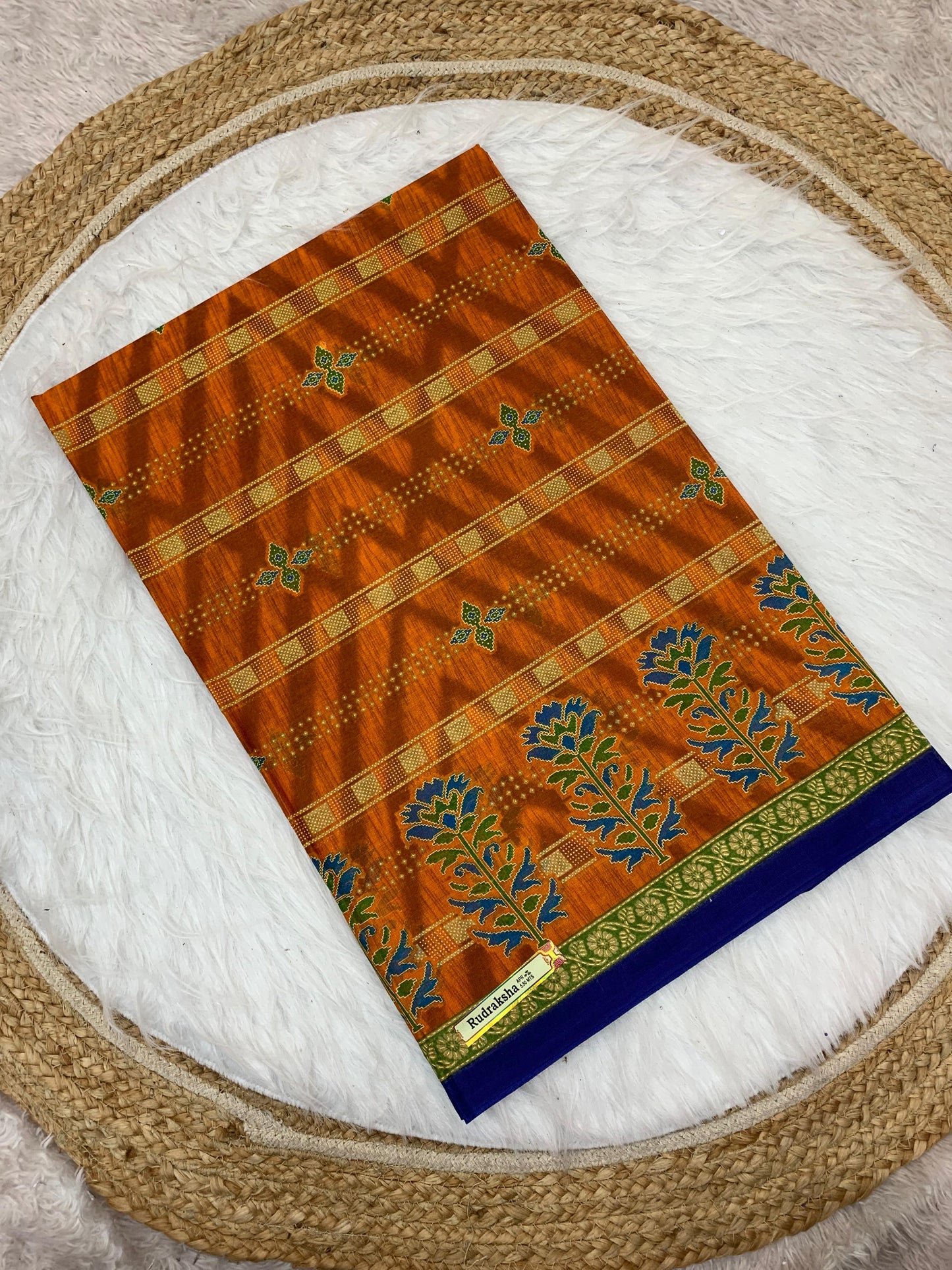 CT-RUDRAKSHA PURE SUTI COTTON SAREE WITH BEAUTIFUL PRINTS WITHOUT BP