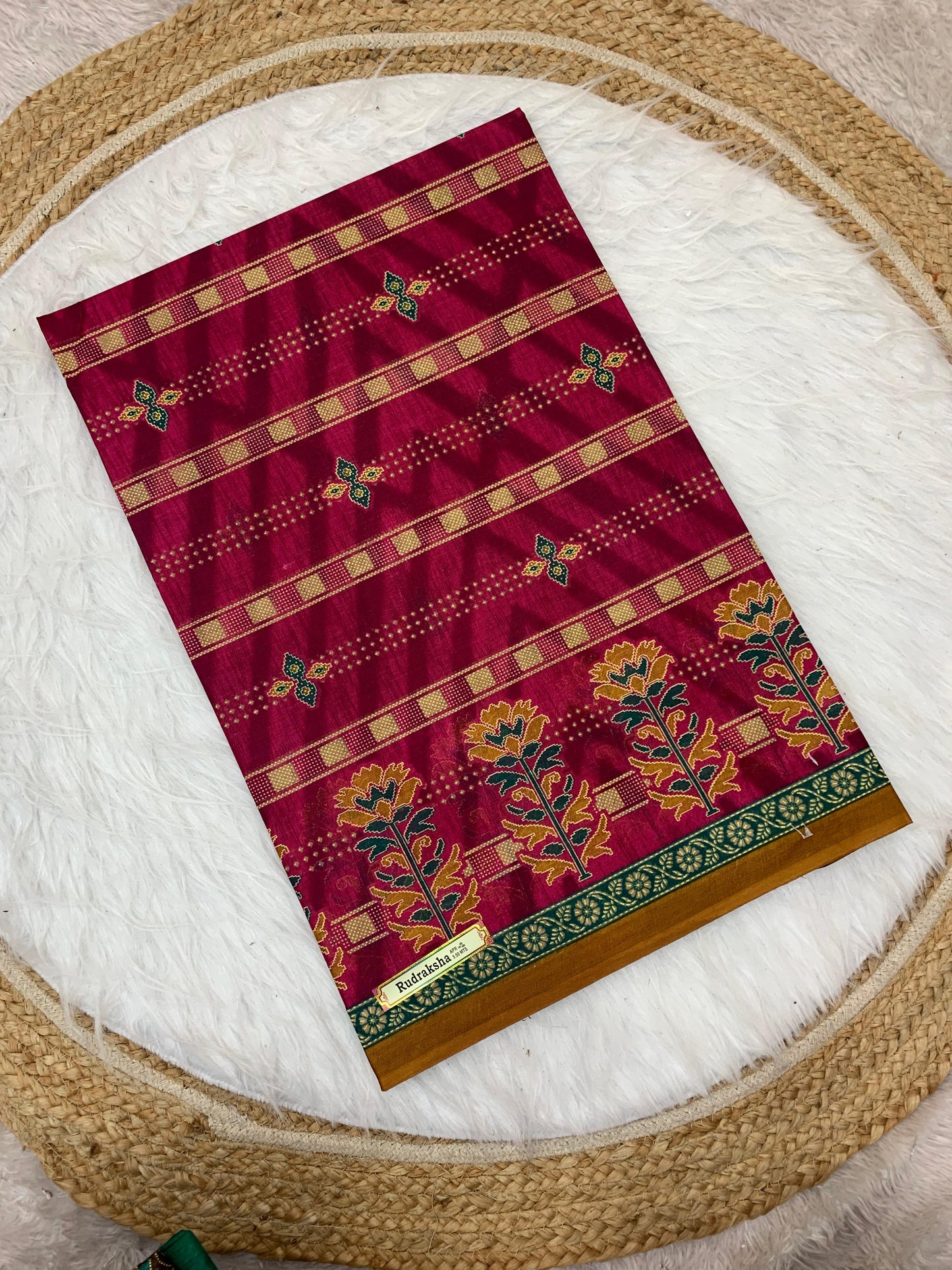 CT-RUDRAKSHA PURE SUTI COTTON SAREE WITH BEAUTIFUL PRINTS WITHOUT BP