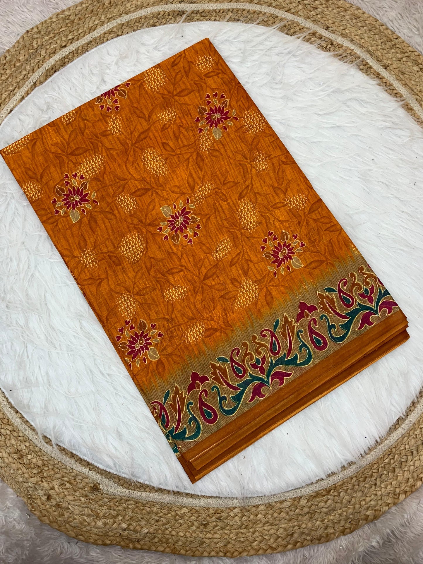 CT-RUDRAKSHA PURE SUTI COTTON SAREE WITH BEAUTIFUL PRINTS WITHOUT BP