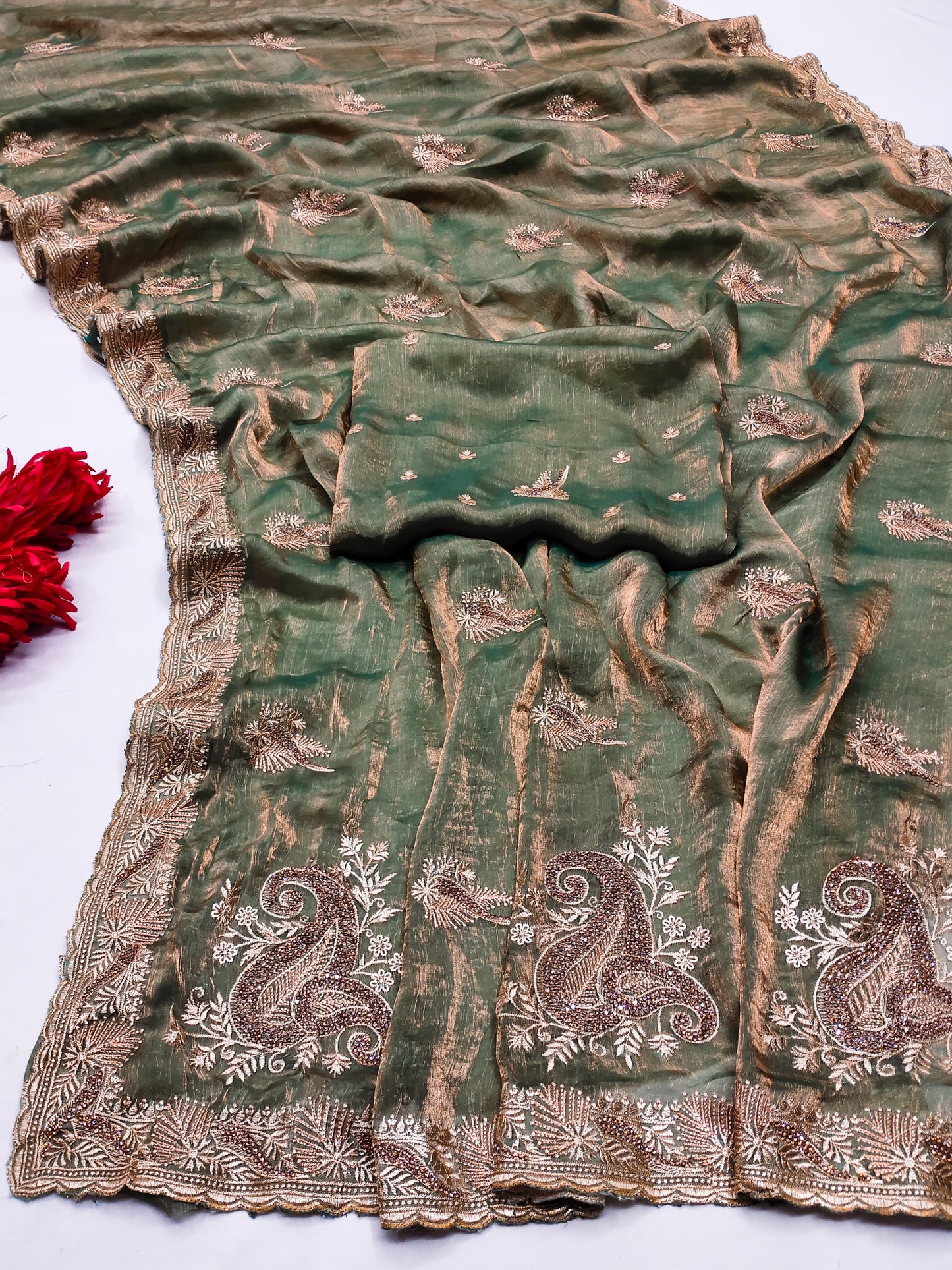 DF-DHARMA LESS NC GEORGETTE WITH FULL HANDWORK ORIGINAL QUALITY WITH HEAVY BLOUSE