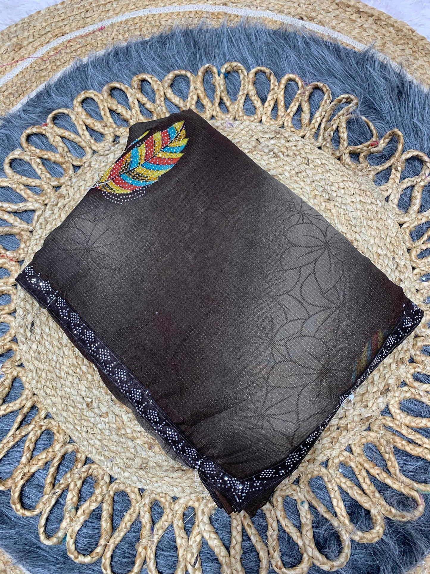 RR-RADHA WEIGHLTESS SAREE WITH BEAUTIFUL LACE BORDER WITH BUTTA SIROSKI