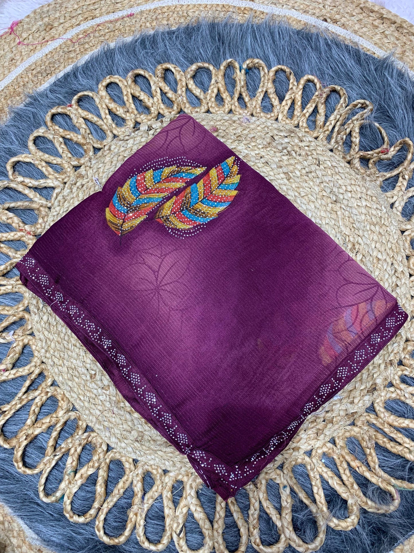 RR-RADHA WEIGHLTESS SAREE WITH BEAUTIFUL LACE BORDER WITH BUTTA SIROSKI