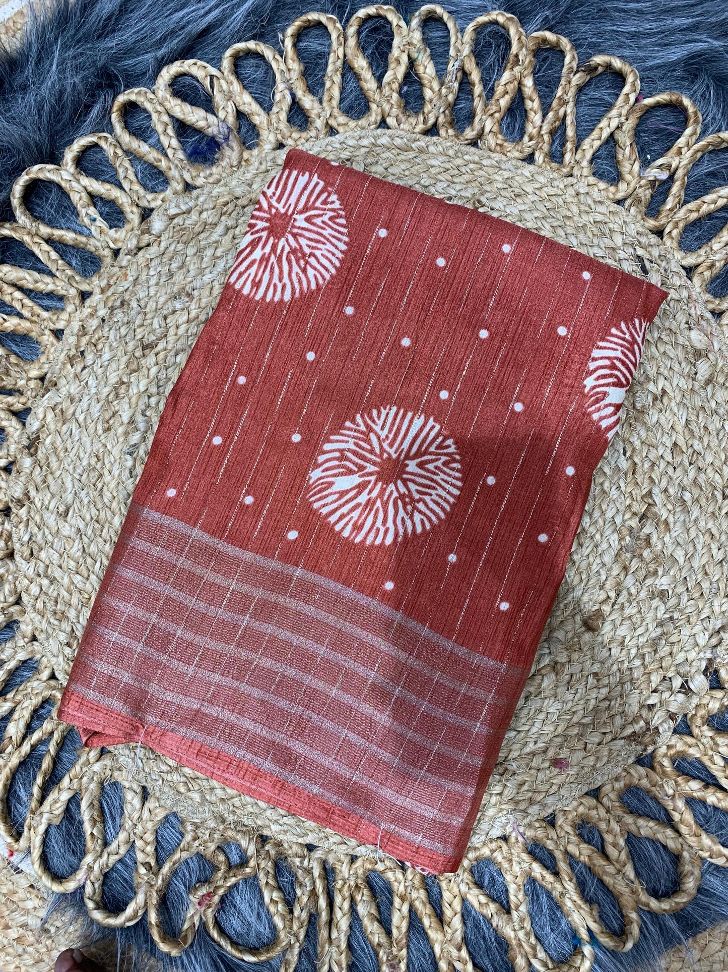 RK-7014 DOLA RIKO SAREE WITH BEAUTIFUL PRINT WITH JAREE LINING