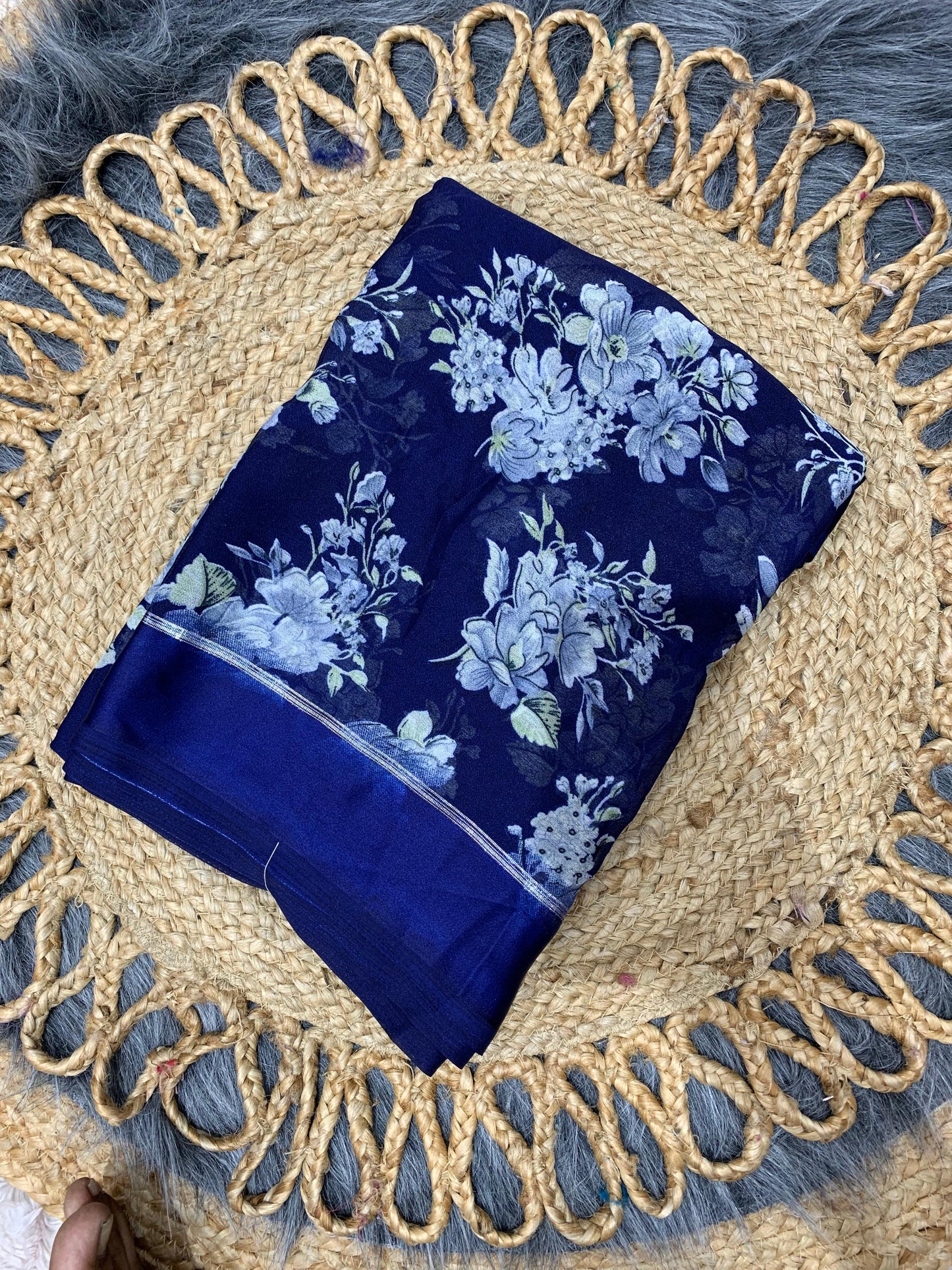RK-7015 MOSS SATIN PATTA SAREE WITH BEAUTIFUL PRINT