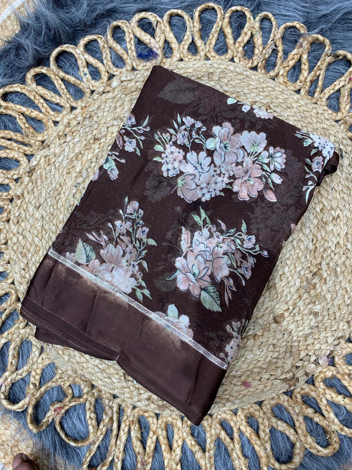 RK-7015 MOSS SATIN PATTA SAREE WITH BEAUTIFUL PRINT