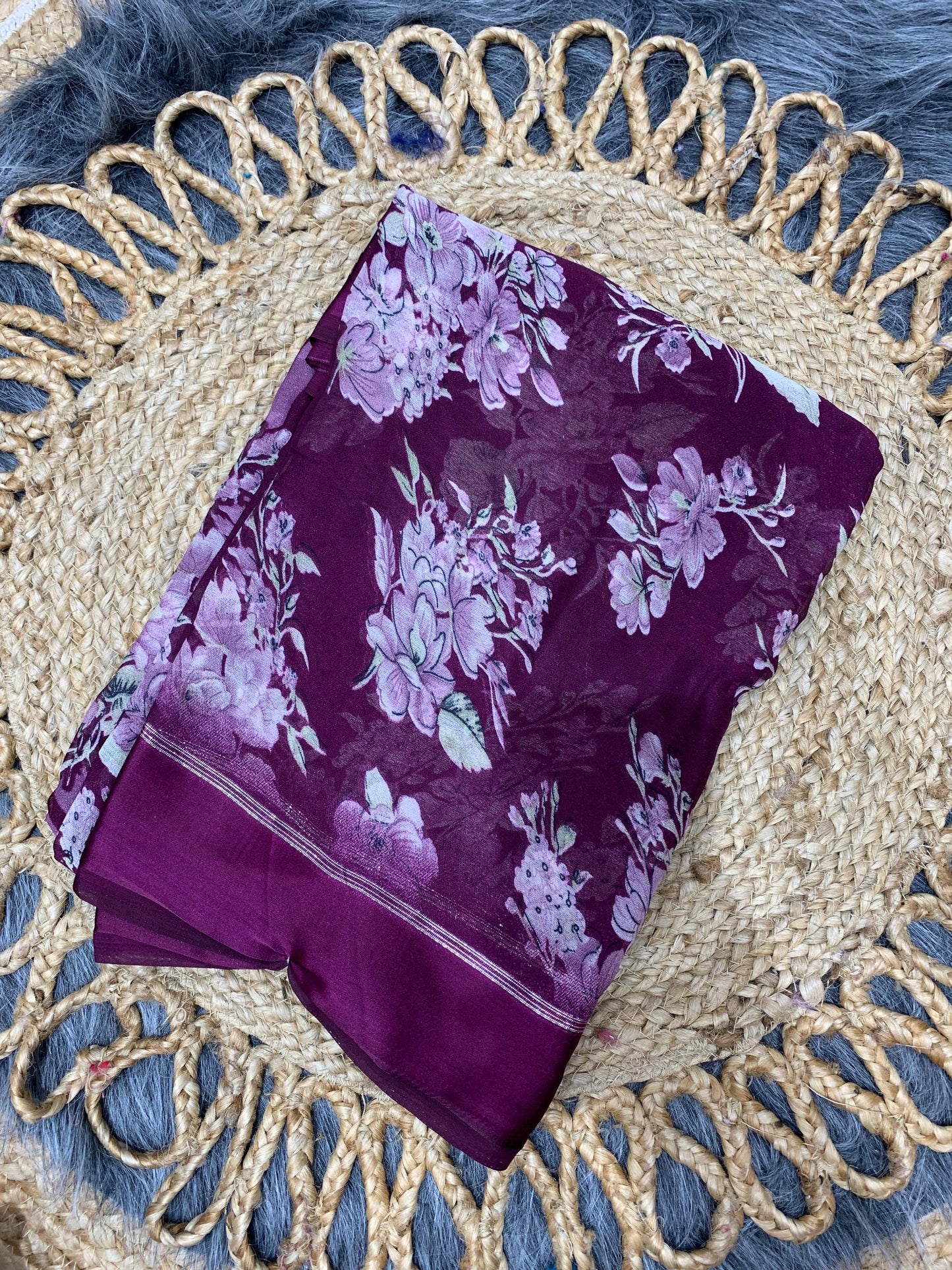 RK-7015 MOSS SATIN PATTA SAREE WITH BEAUTIFUL PRINT