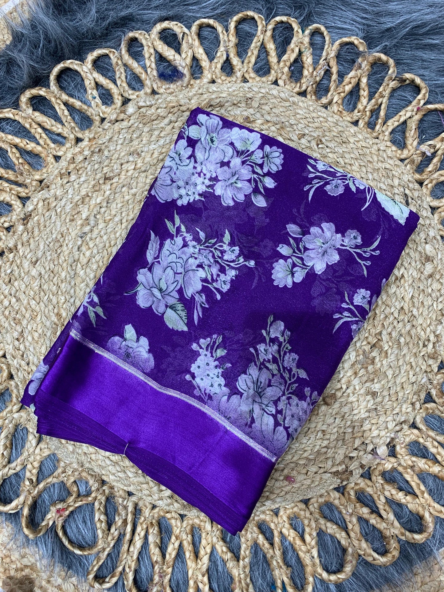 RK-7015 MOSS SATIN PATTA SAREE WITH BEAUTIFUL PRINT
