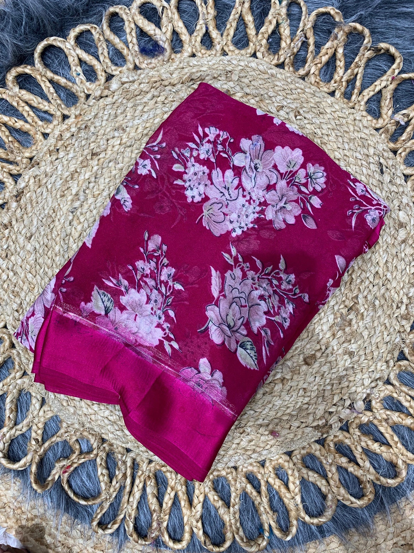 RK-7015 MOSS SATIN PATTA SAREE WITH BEAUTIFUL PRINT