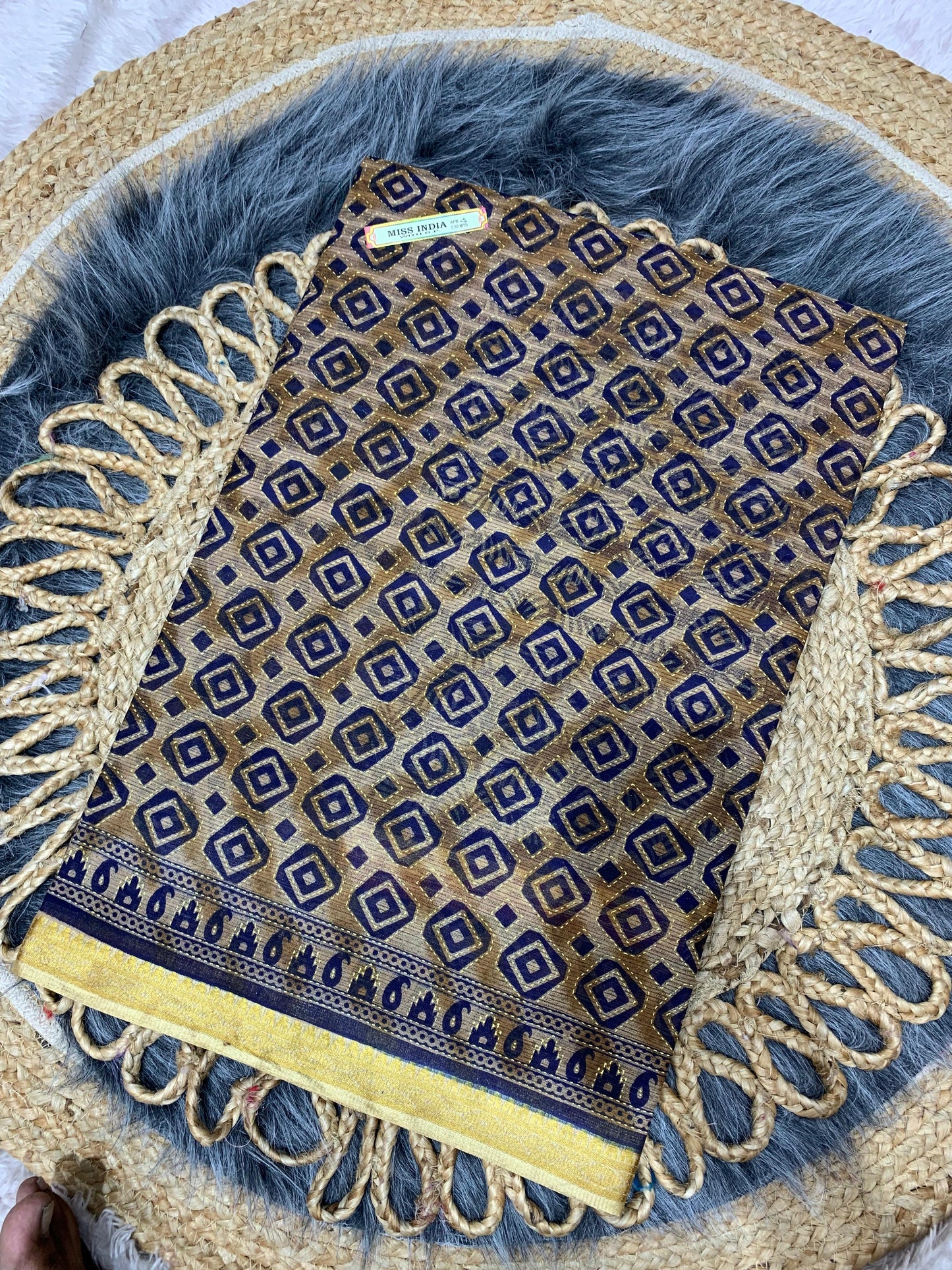 CT-MISS-INDIA-WITH-BP SUTI COTTON SAREE WITH BEAUTIFUL PRINT WITH CHIKKO COLOUR COMMON WITH BLOUSE PIECE
