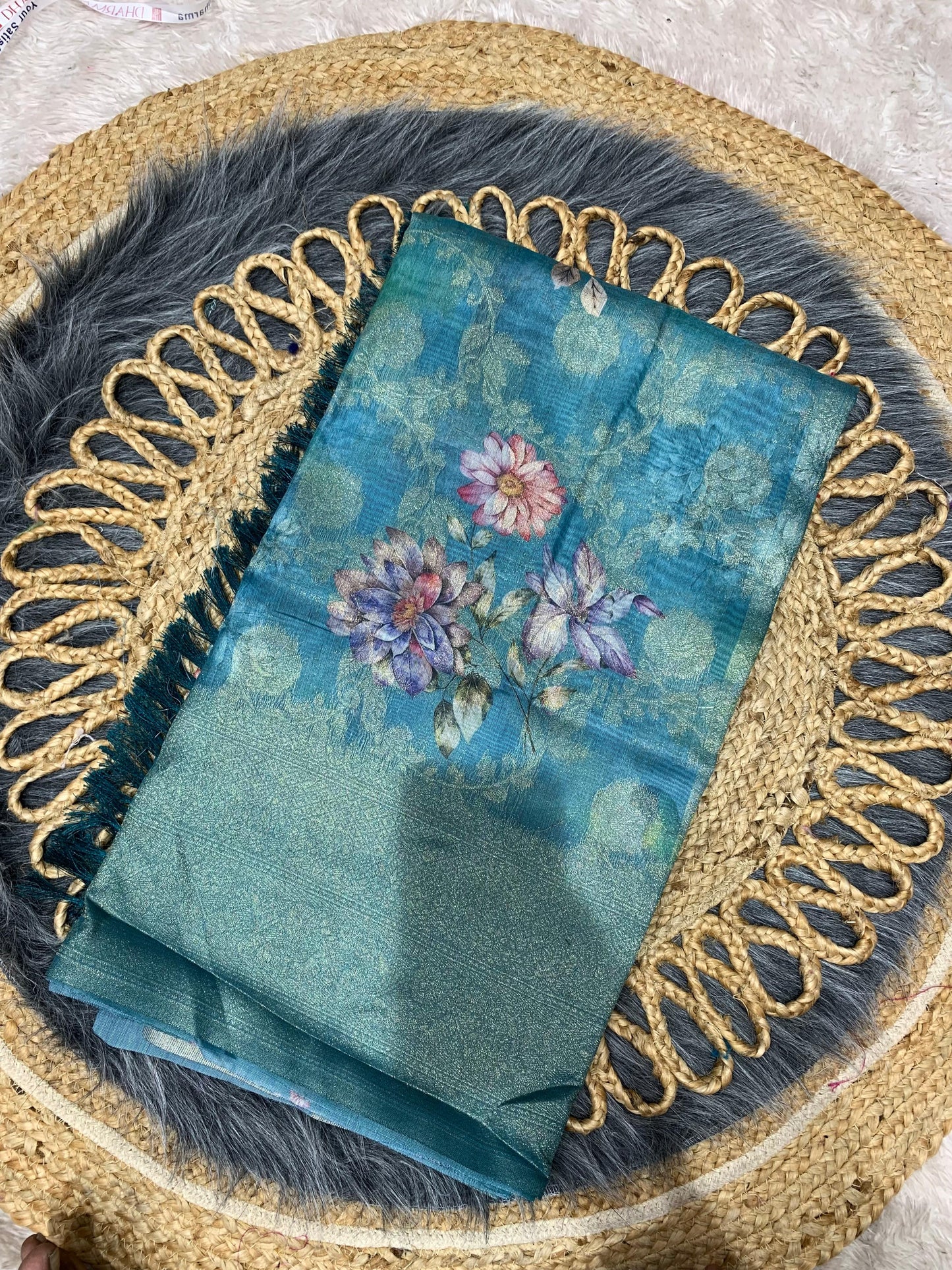 DP-BARBARY-FLOWER BARBARY SAREE WITH BEAUTIFUL FLOWER DIGITAL PRINT WITH JHALAR