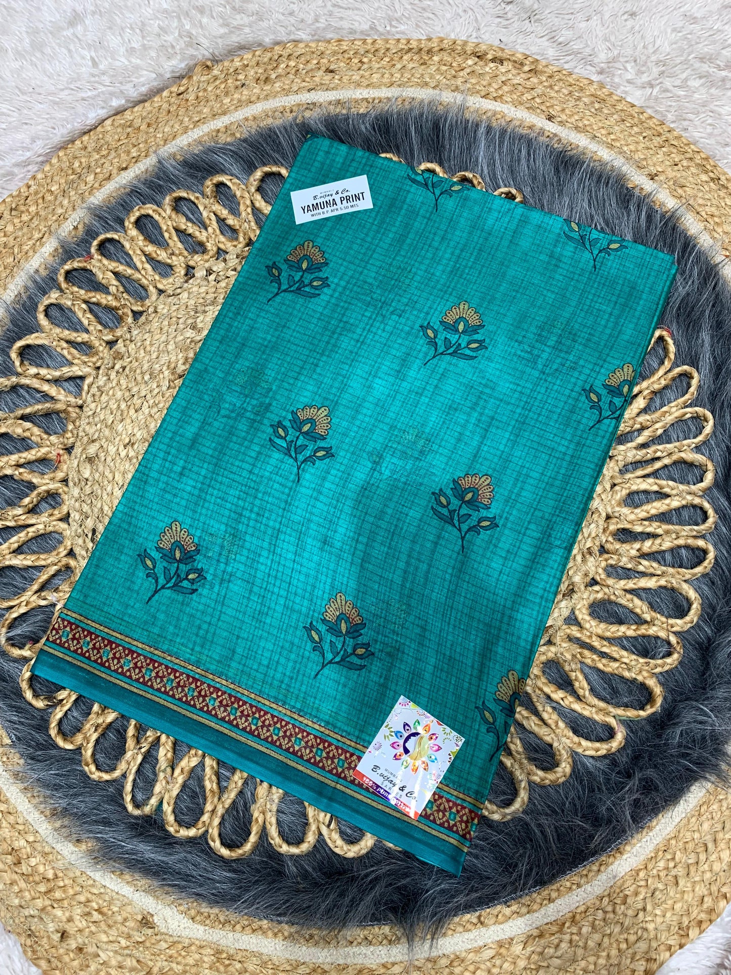 CT-YAMUNA PRINT-BP PURE SUTI COTTON SAREE WITH BEAUTIFUL FLOWER PRINT WITH BLOUSE PIECE
