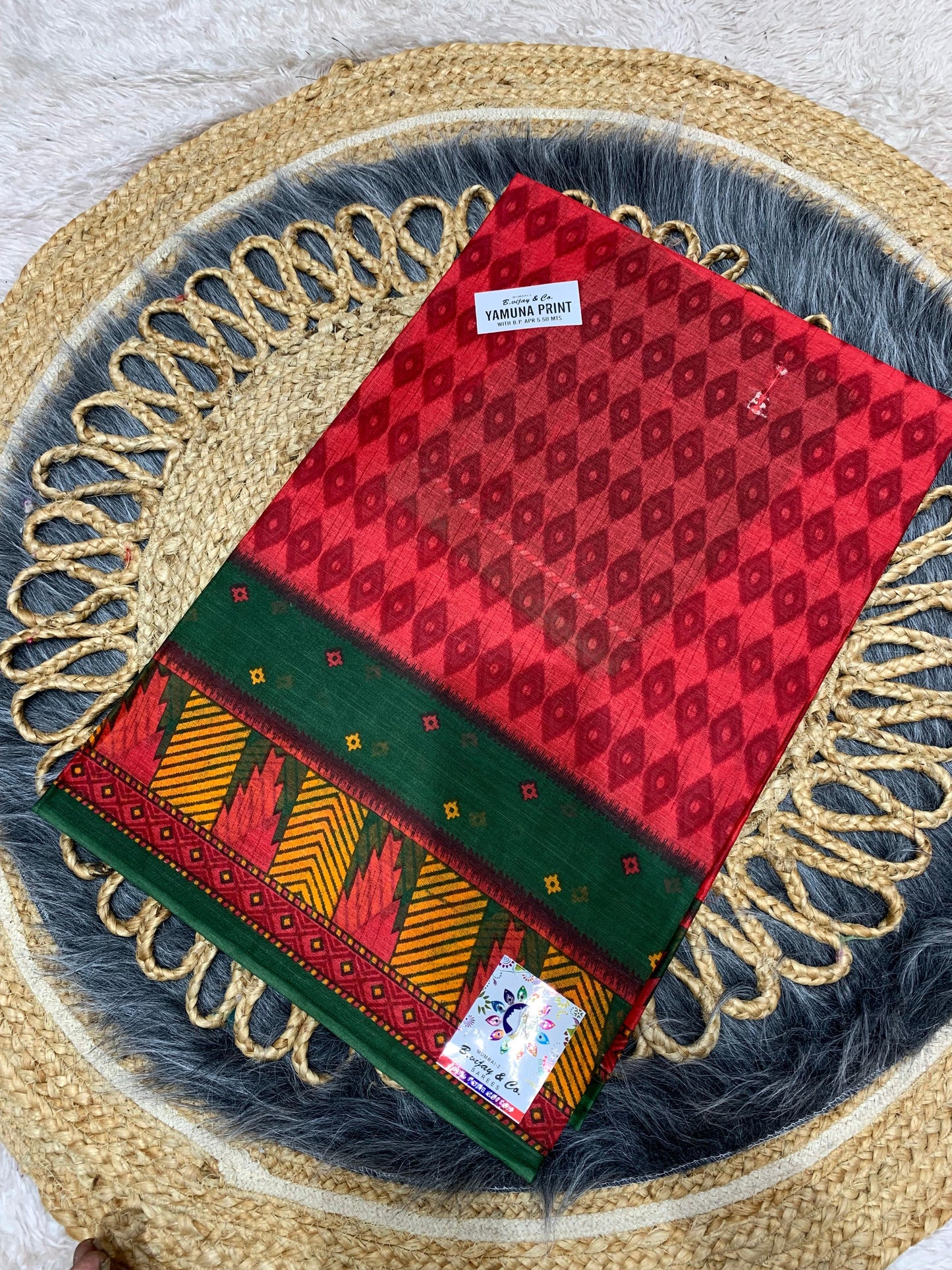CT-YAMUNA PRINT-BP PURE SUTI COTTON SAREE WITH BEAUTIFUL FLOWER PRINT WITH BLOUSE PIECE