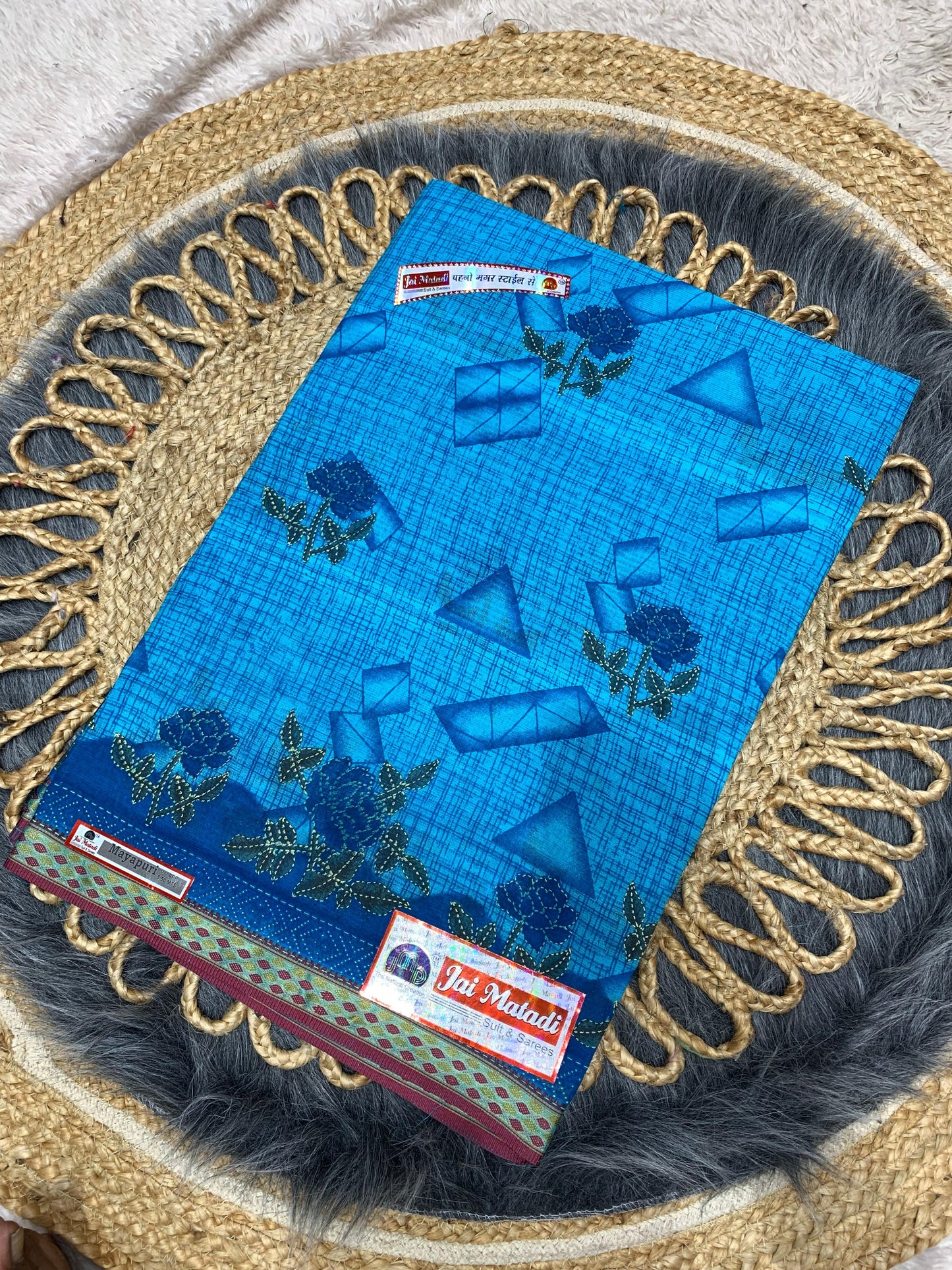 CT-MAYAPURI WITHOUT BP PURE SUTI COTTON SAREE WITH BEAUTIFUL FLOWER PRINT WITHOUT BLOUSE PIECE