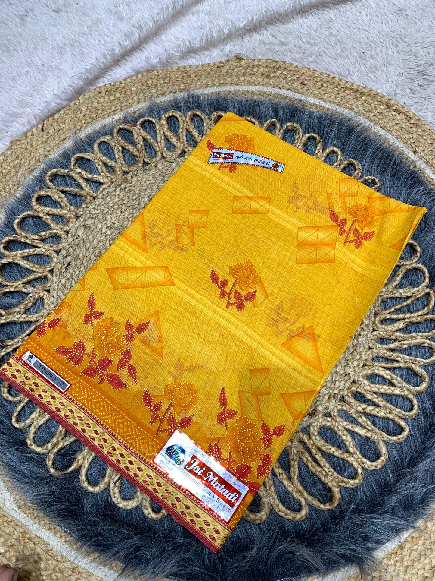 CT-MAYAPURI WITHOUT BP PURE SUTI COTTON SAREE WITH BEAUTIFUL FLOWER PRINT WITHOUT BLOUSE PIECE