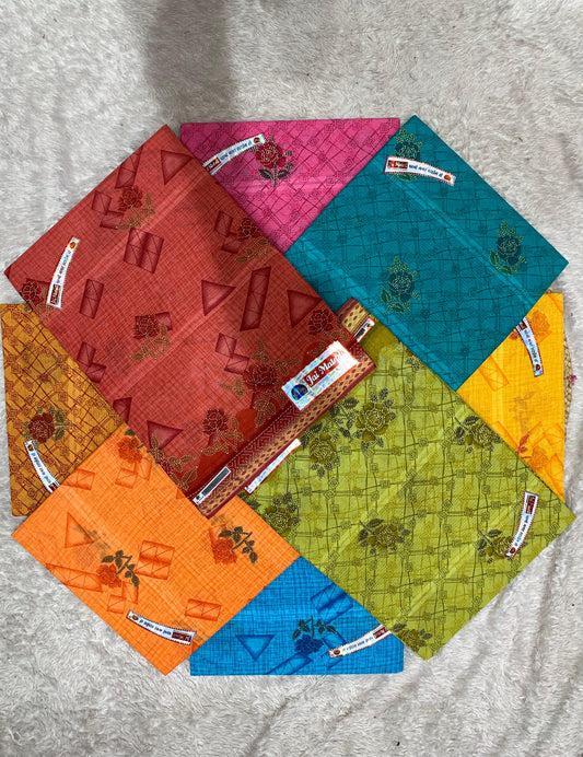 CT-MAYAPURI WITHOUT BP PURE SUTI COTTON SAREE WITH BEAUTIFUL FLOWER PRINT WITHOUT BLOUSE PIECE