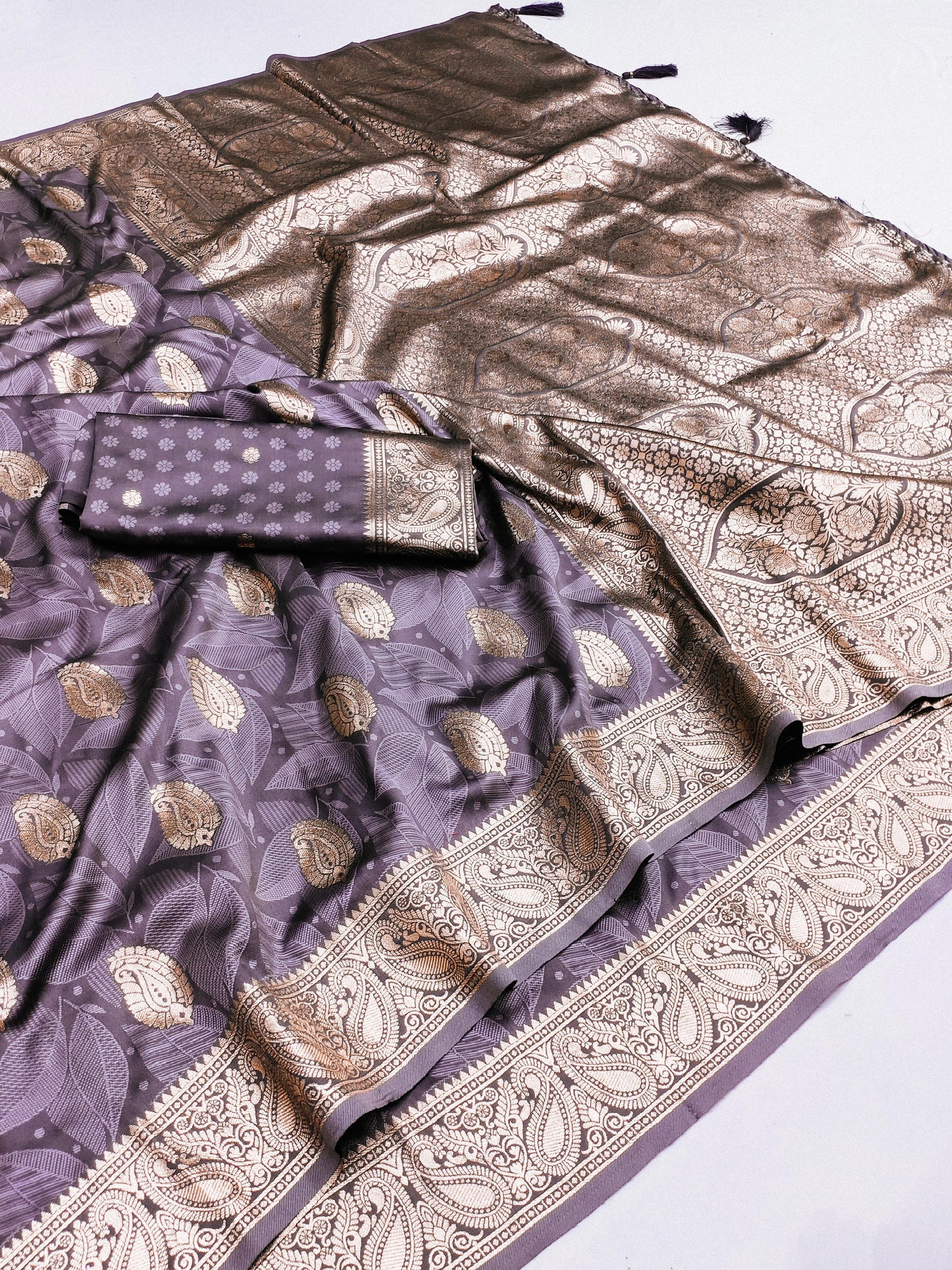AJ-NEPAL PREMIUM SOFT SILK SAREE WITH SELF WORK WITH RICH PALLU BANARASI JAREE WORK WITH BUTTI BLOUSE