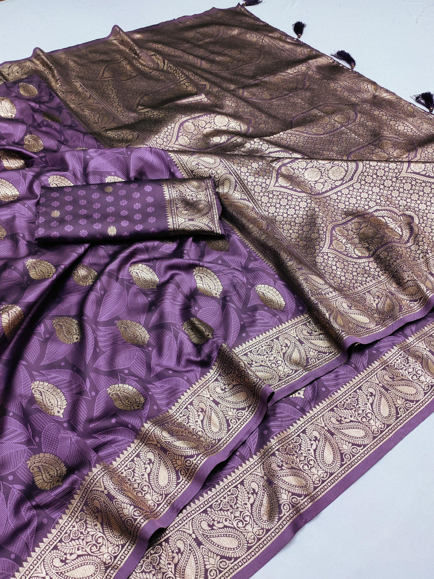 AJ-NEPAL PREMIUM SOFT SILK SAREE WITH SELF WORK WITH RICH PALLU BANARASI JAREE WORK WITH BUTTI BLOUSE