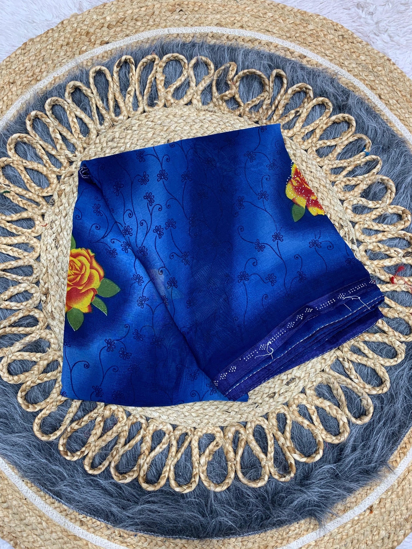 RR-KALAI WEIGHTLESS GEORGETTE SAREE WITH BEAUTIFUL PRINT WITH SIROSKI BORDER AND SIROSKI ON BUTTHA