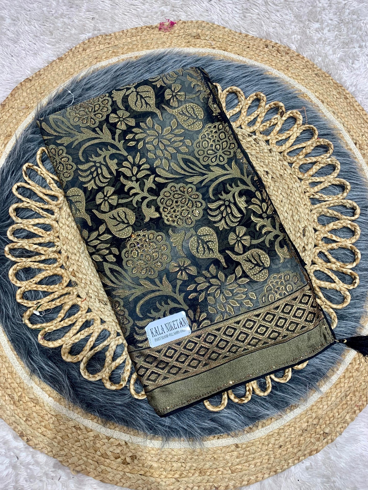 RF-KALA-NIKETAN 4 FANCY FABRIC SAREE WITH BRASO PRINT, BOLLYWOOD STYLE PRINT SAREE WITH HEAVY STONE WORK WITH JACKQUARD BORDER WITH HEAVY FIRMA BLOUSE