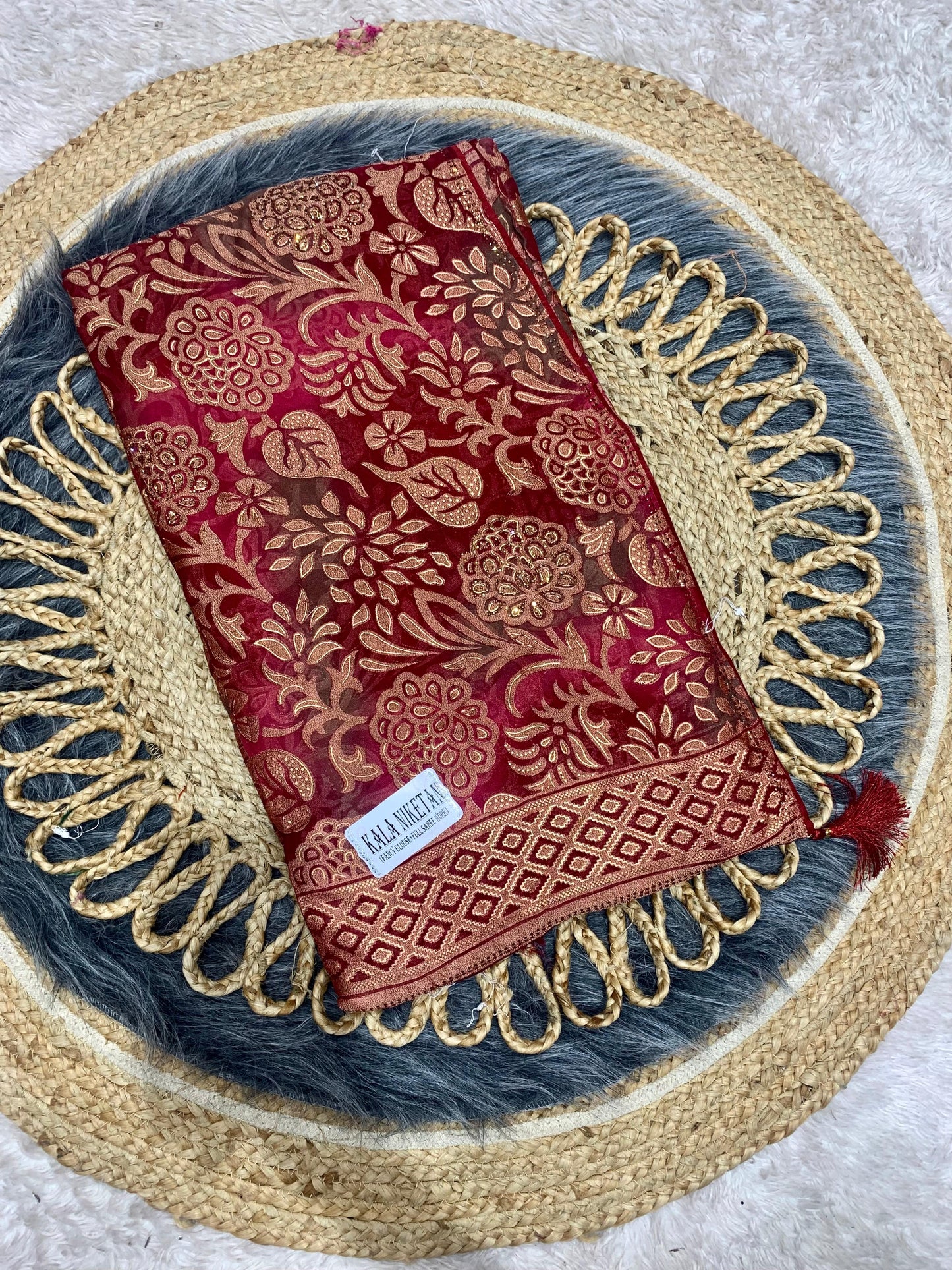 RF-KALA-NIKETAN 4 FANCY FABRIC SAREE WITH BRASO PRINT, BOLLYWOOD STYLE PRINT SAREE WITH HEAVY STONE WORK WITH JACKQUARD BORDER WITH HEAVY FIRMA BLOUSE