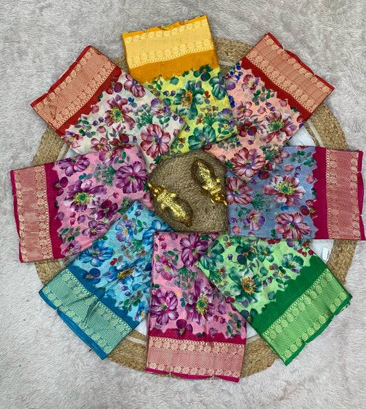 CP-7074 DOLA VISOCS SAREE WITH 6.30 MTR CUT WITH BEAUTIFUL FLOWER DESIGN
